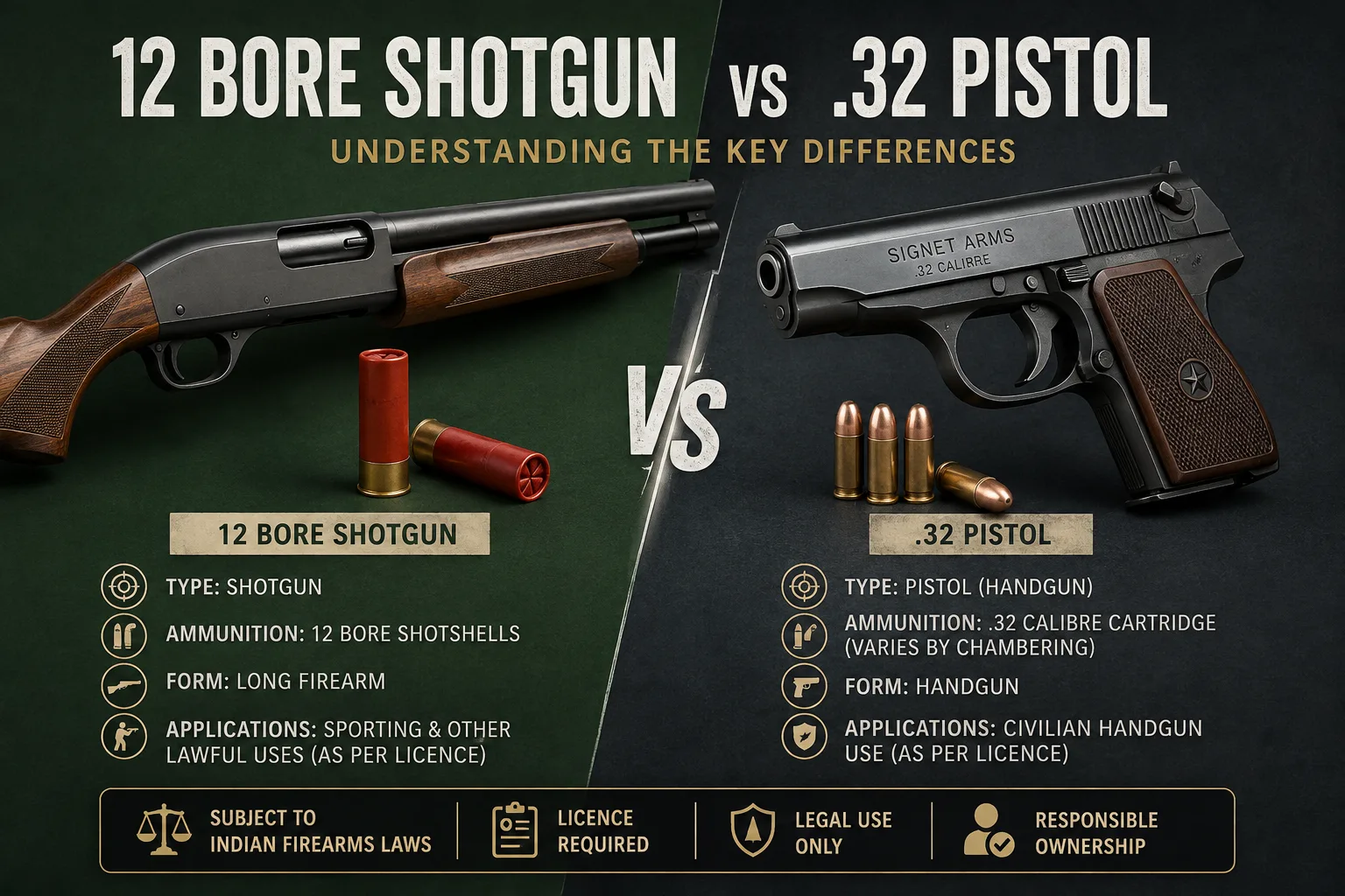 12 Bore Shotgun vs .32 Pistol