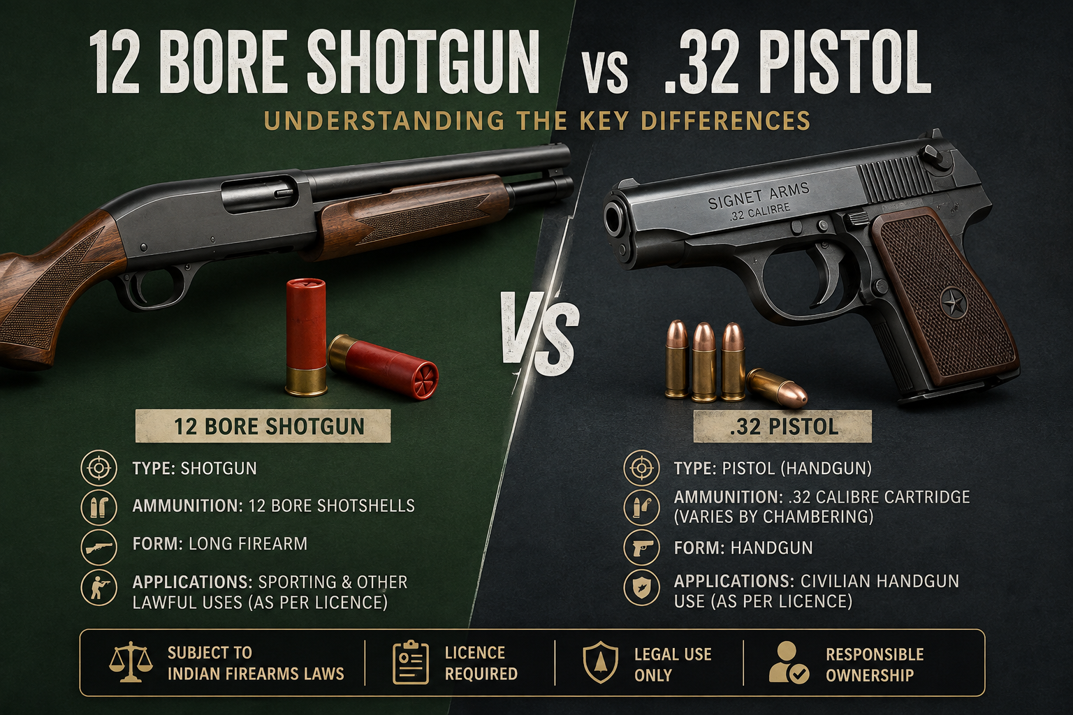 12 Bore Shotgun vs .32 Pistol